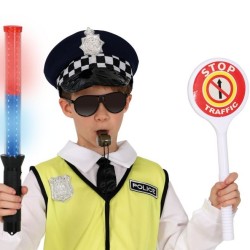 KIT OU SET POLICE DE CIRCULATION BATON LUMINEUX LUNETTES PANNEAU INSIGNE SIFFLET