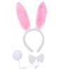 KIT LAPIN BLANC ET ROSE ( SERRE-TETE OREILLE, QUEUE, NOEUD PAPILLON )