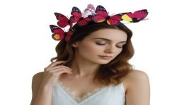 SERRE-TETE OU TIARE PAPILLONS ROSE