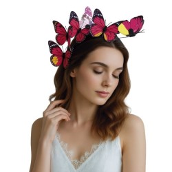 SERRE-TETE OU TIARE PAPILLONS ROSE