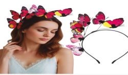 SERRE-TETE OU TIARE PAPILLONS ROSE