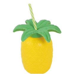 GOBELET ANANAS AVEC PAILLE 18 CM