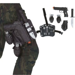 SET MILITAIRE HOLSTER DE JAMBE 2 GRENADES 1 PISTOLET 1 COUTEAU