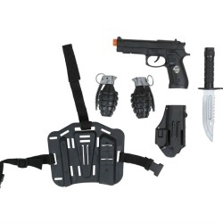 SET MILITAIRE HOLSTER DE JAMBE 2 GRENADES 1 PISTOLET 1 COUTEAU