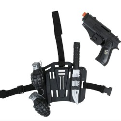 SET MILITAIRE HOLSTER DE JAMBE 2 GRENADES 1 PISTOLET 1 COUTEAU