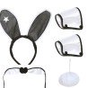 SET LAPINE SEXY BUNNY NOIR ET BLANC OREILLES TOUR DE COU NOEUD PAP ET MANCHETTES