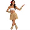 SET DES ILES POLYNESIENNES EN RAPHIA NATUREL JUPE JAMBIERES BRASSARDS