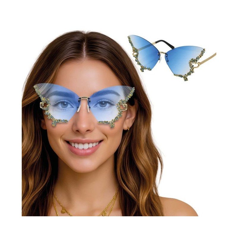 LUNETTES PAPILLONS VERRES BLEUS ET STRASS