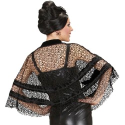 CAPE COURTE EN DENTELLE EFFET TOILE D'ARAIGNEE NOIRE
