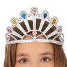 COURONNE DIADEME ARGENT FAUSSES PIERRES COULEURS