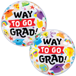 BALLON BUBBLES DIPLOME WAY TO GO GRAD 56 CM MULTICOLORE