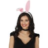 SERRE TETE OREILLES DE LAPIN PELUCHE ROSE ET BLANC