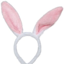 SERRE TETE OREILLES DE LAPIN PELUCHE ROSE ET BLANC