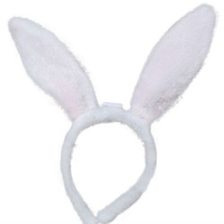 SERRE TETE OREILLES DE LAPIN PELUCHE ROSE ET BLANC