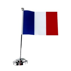 DRAPEAU DE TABLE + SOCLE SUPPORT FRANCE POLYESTER 15 X 21 CM