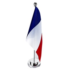DRAPEAU DE TABLE + SOCLE SUPPORT FRANCE POLYESTER 15 X 21 CM