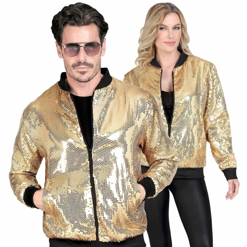 DEGUISEMENT BLOUSON HOMME OU FEMME SEQUIN OR TAILLE XXL