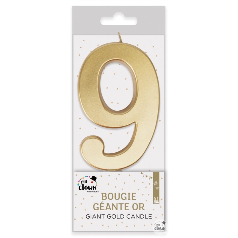 BOUGIE GEANTE OR CHIFFRE 9