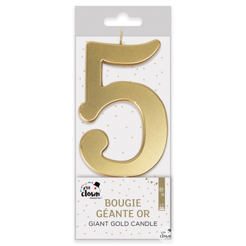BOUGIE GEANTE OR CHIFFRE 5