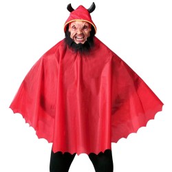 DEGUISEMENT CAPE A CAPUCHE AVEC CORNES 120CM