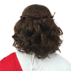 PERRUQUE + BARBE DE PROPHETE BRUNE OU DE JESUS AVEC COURONNE