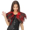 CAPE COL GOTHIQUE EN PLUMES NOIR ET ROUGE