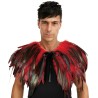 CAPE COL GOTHIQUE EN PLUMES NOIR ET ROUGE