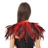 CAPE COL GOTHIQUE EN PLUMES NOIR ET ROUGE