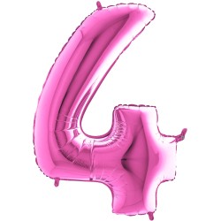 BALLON METALLIQUE CHIFFRE 4 ROSE FUCHSIA 66 CM