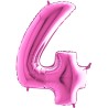 BALLON METALLIQUE CHIFFRE 4 ROSE FUCHSIA 66 CM