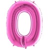 BALLON METALLIQUE CHIFFRE 0 ROSE FUCHSIA 66 CM