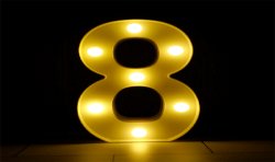 DECORATION LED CHIFFRE 8 25 CM BLANC CHAUD