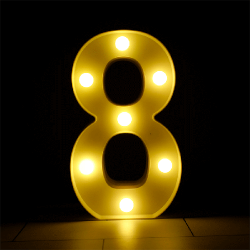 DECORATION LED CHIFFRE 8 25 CM BLANC CHAUD
