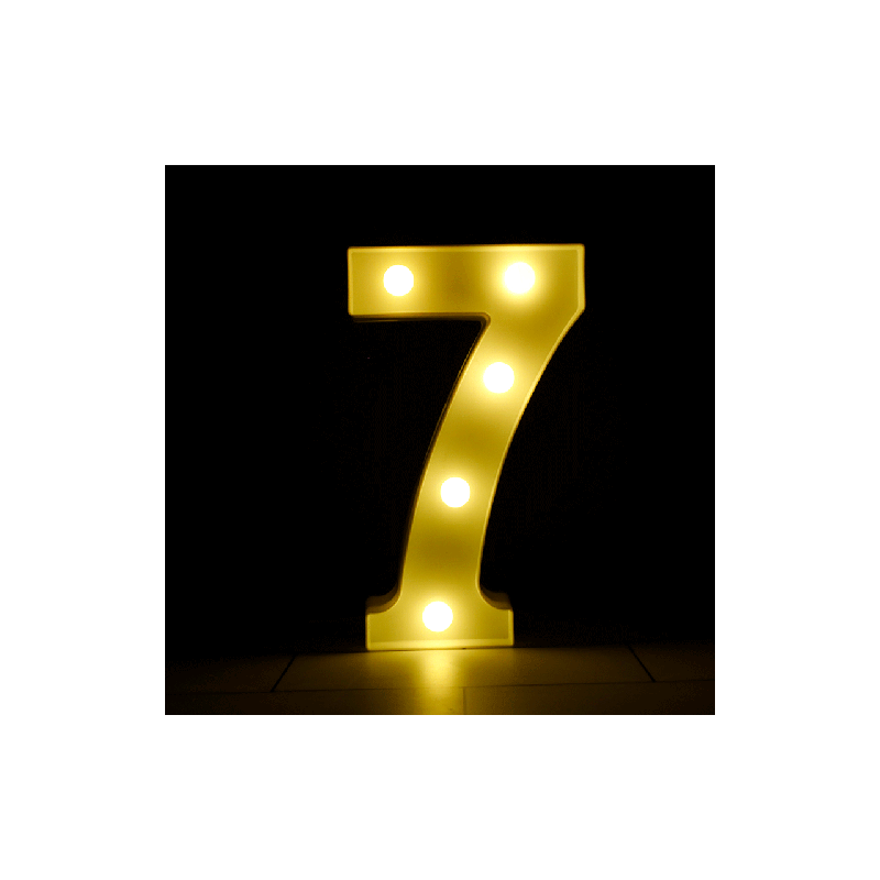 DECORATION LED CHIFFRE 7 25 CM BLANC CHAUD