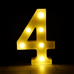 DECORATION LED CHIFFRE 4 25 CM BLANC CHAUD