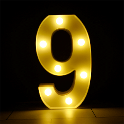 DECORATION LED CHIFFRE 9 25 CM BLANC CHAUD