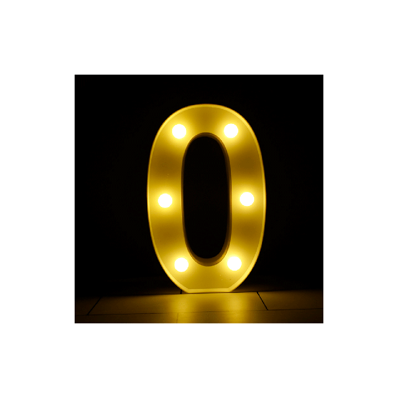 DECORATION LED CHIFFRE 0 25 CM BLANC CHAUD