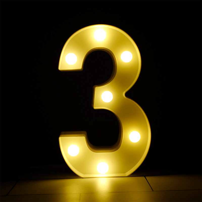 DECORATION LED CHIFFRE 3 25 CM BLANC CHAUD