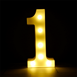 DECORATION LED CHIFFRE 1 25 CM BLANC CHAUD