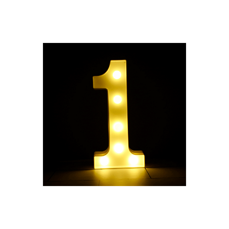DECORATION LED CHIFFRE 1 25 CM BLANC CHAUD