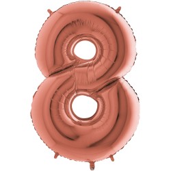 BALLON METALLIQUE CHIFFRE 8 ROSE GOLD 66 CM