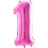 BALLON METALLIQUE CHIFFRE 1 ROSE FUSHIA 66 CM
