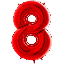 BALLON METALLIQUE CHIFFRE 8 ROUGE 66 CM
