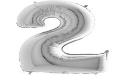 BALLON METALLIQUE CHIFFRE 2 ARGENT 66 CM