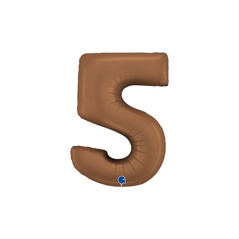 BALLON METALLIQUE CHIFFRE 5 102CM CHOCOLAT OU MARRON