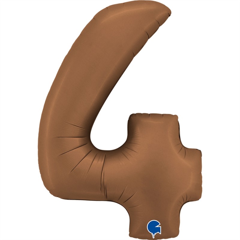 BALLON METALLIQUE CHIFFRE 4 102CM CHOCOLAT OU MARRON