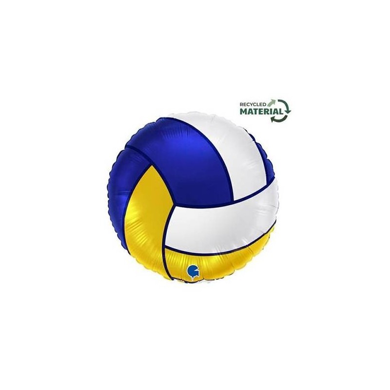 BALLON METALLIQUE BALLON DE VOLLEY BLEU OR ET BLANC 46 CM