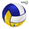 BALLON METALLIQUE BALLON DE VOLLEY BLEU OR ET BLANC 46 CM