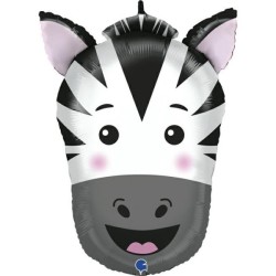 BALLON METALLIQUE TETE DE ZEBRE BLANC ET NOIR 61 CM