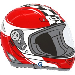 BALLON METALLIQUE CASQUE DE MOTO GP ROUGE 38 CM 